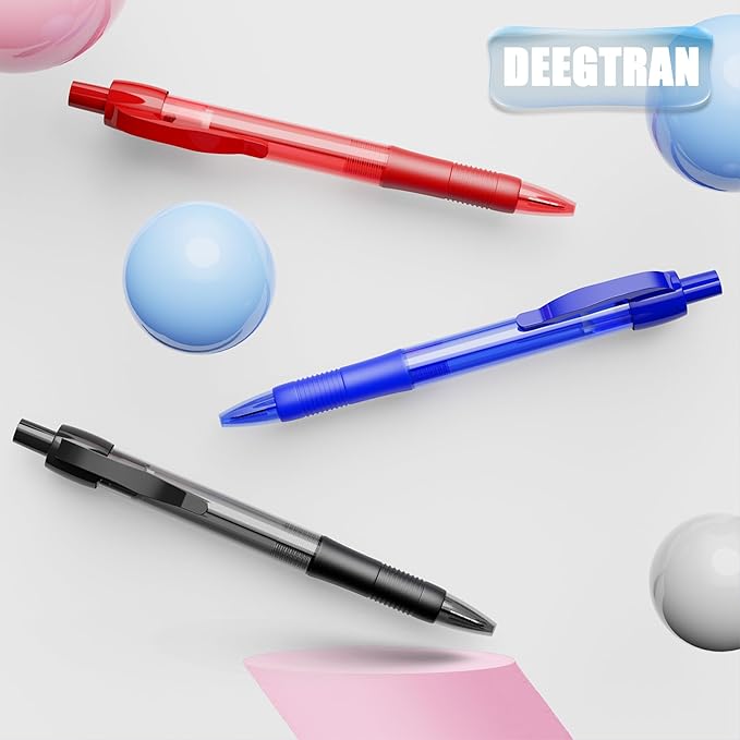 deegtran Pens Bulk, 100 Pack No Bleed Red Ink Click Pens - Image 6
