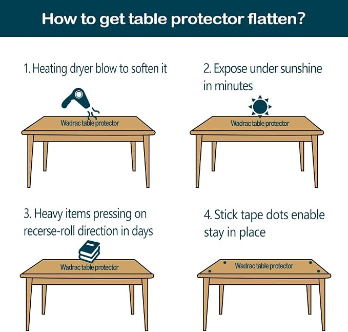 Wadrac Clear Table Protector Plastic Table Cloths PVC Night Stand Table Cover - Image 7
