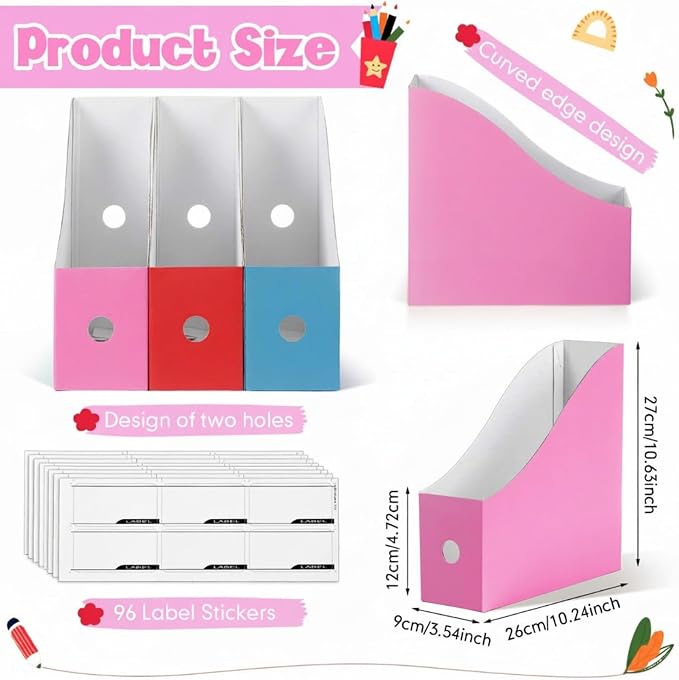 Colarr 48 Pcs Cardboard Magazine Holders 12 Colors Magazine Storage Box - Image 2