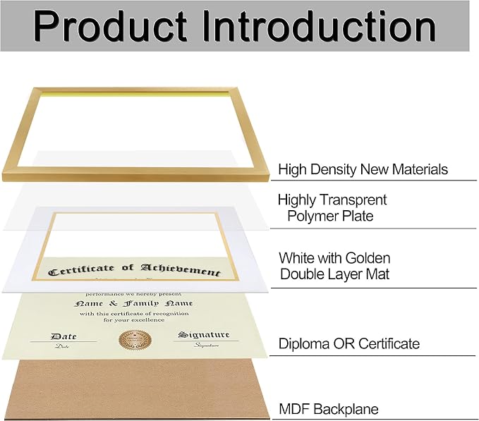 ELSKER&HOME 8.5 x 11 Certificate Frame Gold - Image 2