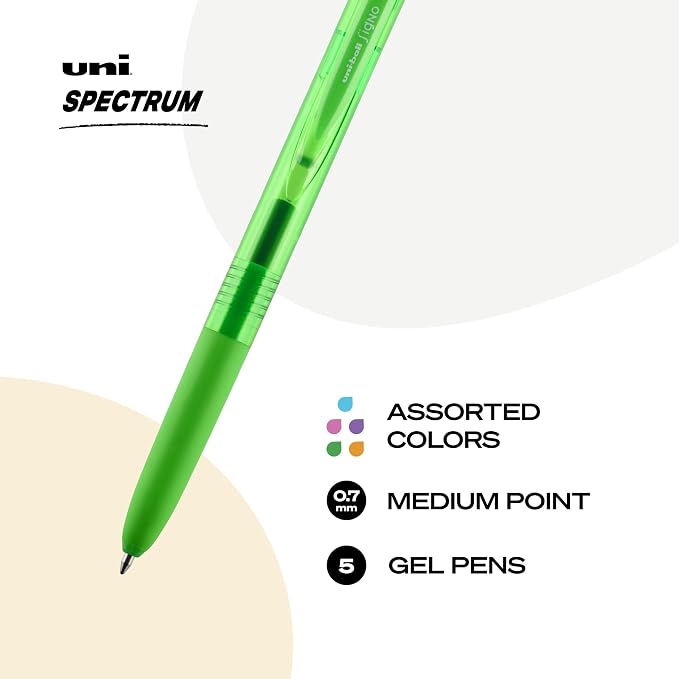 uniball Spectrum Retractable Gel Pens, Medium Point, 5 Pack - Image 2