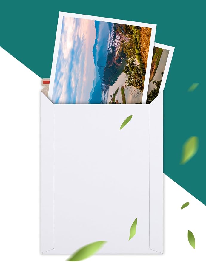 Eupako 6x8" 25 Pack Photo Document Mailer White Stay Flat Self-Seal Cardboard - Image 3