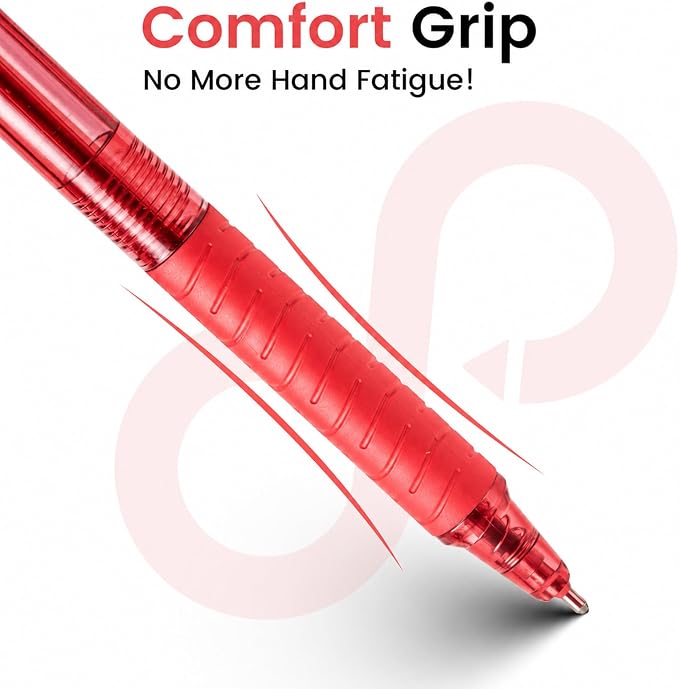 Sooez 12 Pack Bulk Pens Ballpoint, Retractable Red Ink Pens, Smooth Writing Pens - Image 3