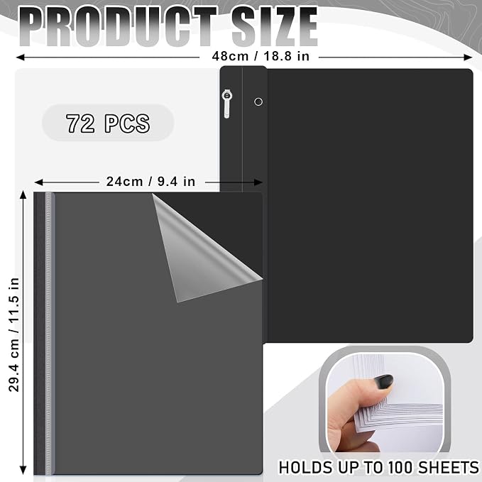 Teling 72 Pack Clear Front Report Covers Bulk Business Report Covers Plastic - Image 2