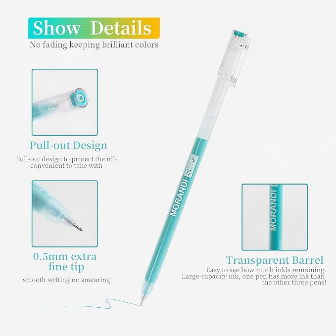 9 Colored Gel Pens Set, 0.6mm Fine Point - Image 4