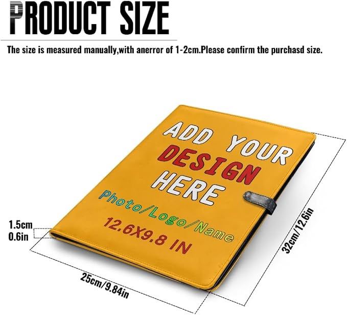 Personalized Leather Portfolio for Men Women, Custom Logo/Text/Photo Binder - Image 4