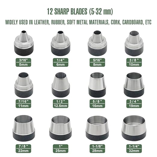12 in 1 Hollow Hole Punch Set, Gasket Cutting Puncher, Leather Punch. | 12 - Image 2