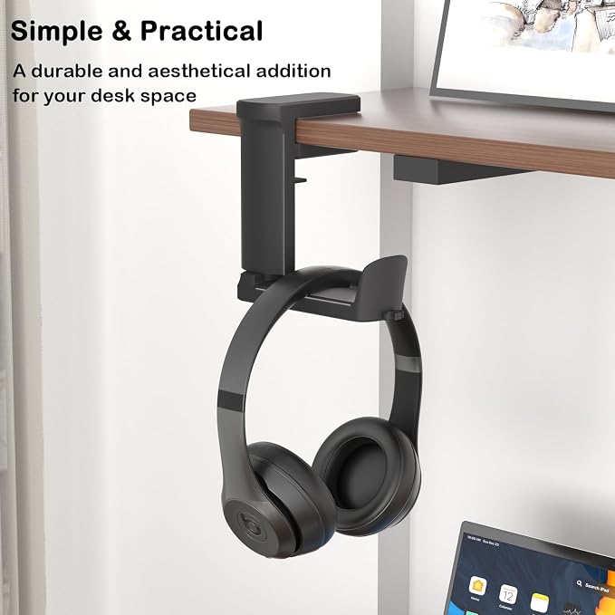 Headphone Hook - Adjustable Clamp-on Headphone Holder, Under Desk Gaming - Image 4