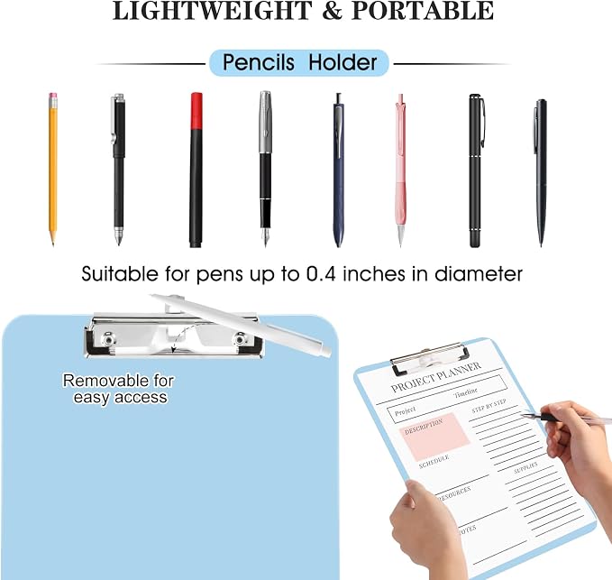 2 PCS Clipboards with Pen Holder, Standard Letter Size A4, Heavy Duty Clip - Image 2