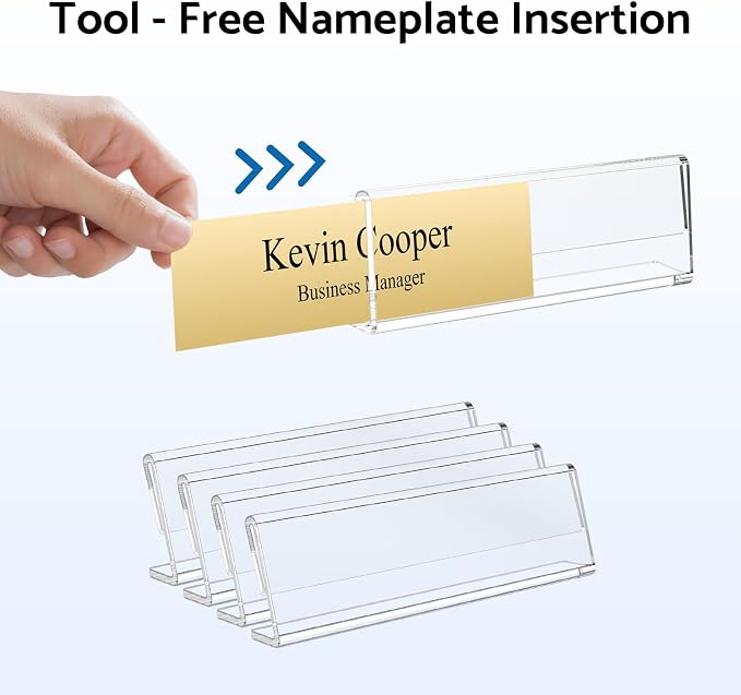 HlIMIEI Acrylic Name Plates for Desks, 10 Pack Clear Name Holders 2 x 8 - Image 5