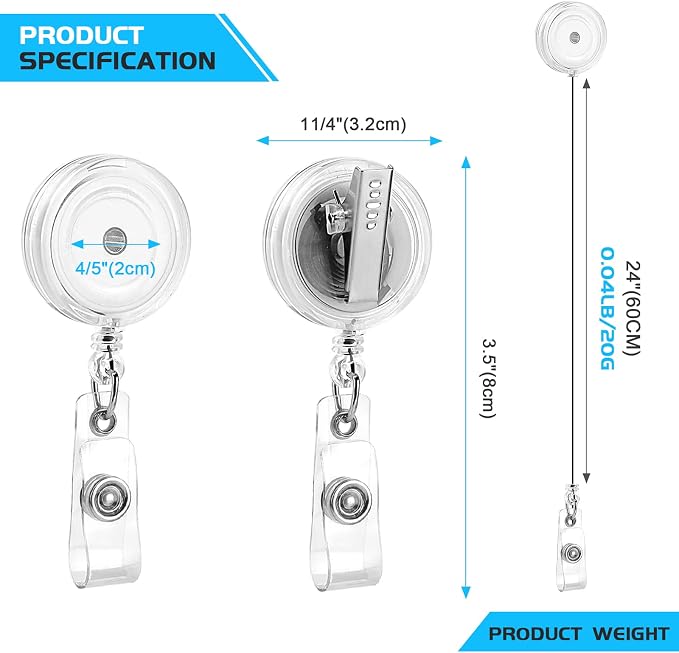 25 Pack Badge Reels Retractable - Image 3