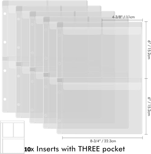 10 Pack A4 Size Plastic Binder Pockets, 4 Holes Waterproof PVC Folders Loose - Image 2
