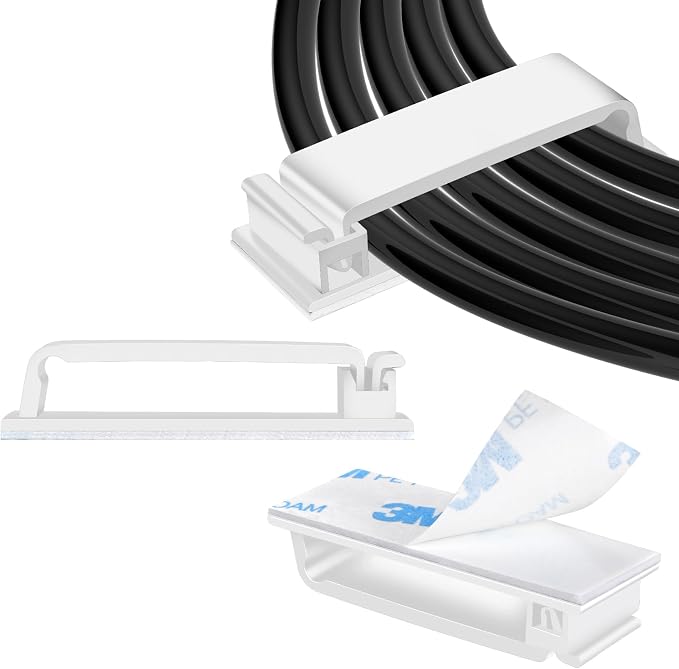 XHF 80 PCS Self Adhesive Cable Clips White, Wire Clips Cable Management Wire by XHF