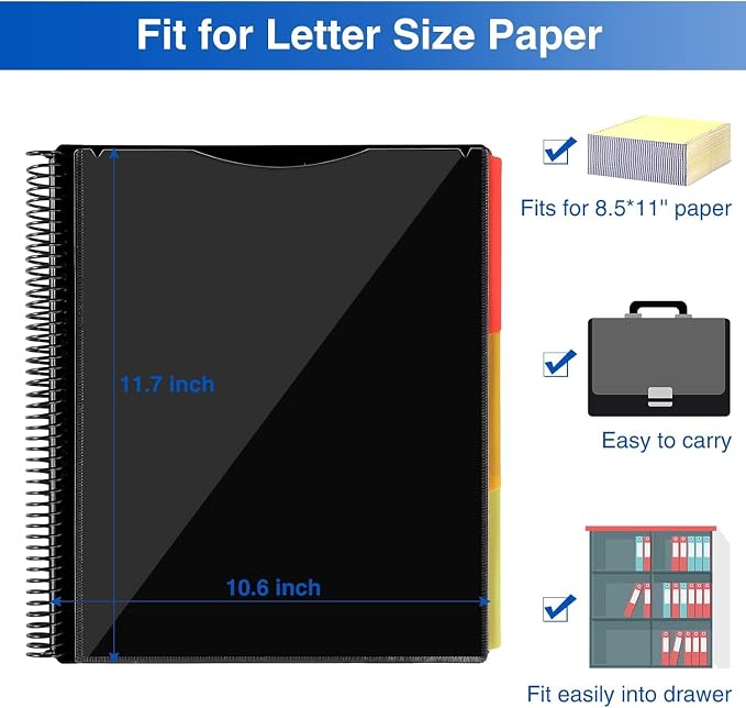 Forvencer 24 Pocket Project Organizer, 1/3-cut Tab Binder Organizer - Image 7