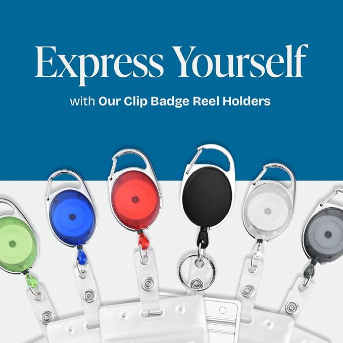 5 Pack Id Badge Holder with Clip, Transparent Light Blue Reels with Id Sleeves - Image 7