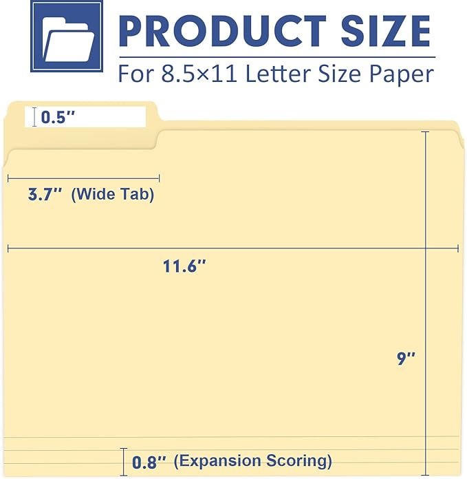 File Folder, PANDRI 220 Pack File Folder, 1/3 Cut Tab, Letter Size, Filing - Image 2