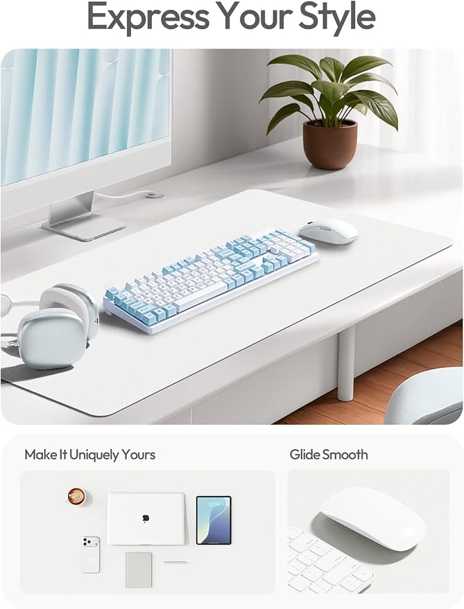 YSAGi Leather Desk Protector, Office Mat, Large Mouse Mat, Non-Slip PU Leather - Image 2