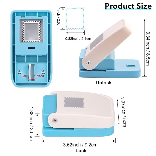 BAOFALI 2Pcs/SetRectangular Postage Stamp Punch 1X0.8inch, Scalloped Rectangle - Image 2