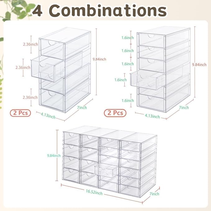 VZKAH Acrylic Organizer with Drawers | 20 Drawers 4 Sets | Desk Organizer and - Image 2