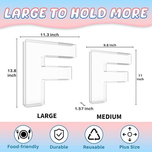 13.8" Extra Large Acrylic Letter Charcuterie Board Box, Reusable Fillable - Image 2