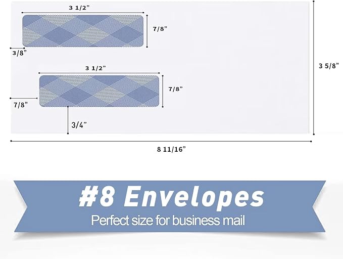 500#8 Self Seal Business Envelopes, PANDRI No.8 Double Window Design - Image 2