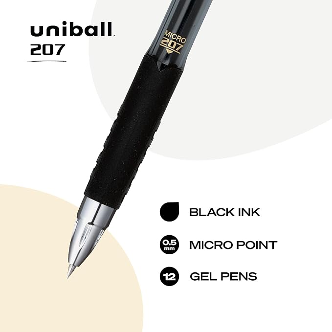 uniball 207 Retractable Gel Pens, Micro Point, 12 Pack - Image 3