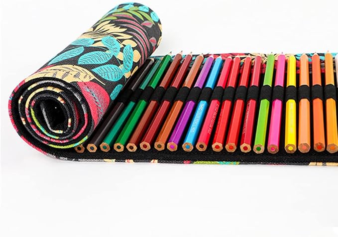 DIYOMR 24/36/72 Slots Pencil Wrap Pencil Rolls, Artist Colored Pencils Roll Up - Image 4