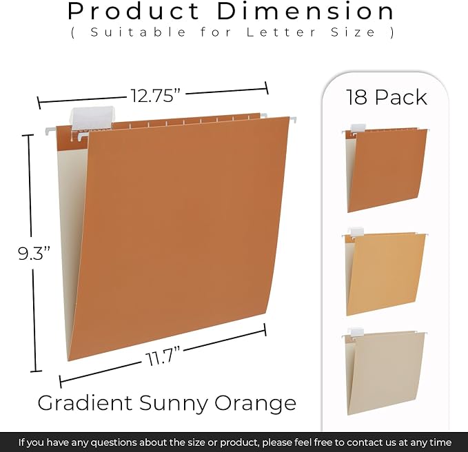 Y YOMA 18 Pack Gradient Hanging File Folders Letter Size Decorative Hanging - Image 3