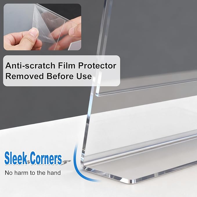 15 Pack Acrylic Sign Holder 8.5 x 11, L-Shape Clear Plastic Display Stand - Image 4