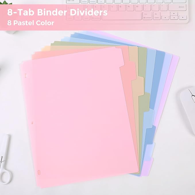 SKYDUE 8 Tab Durable Plastic Dividers - Image 2