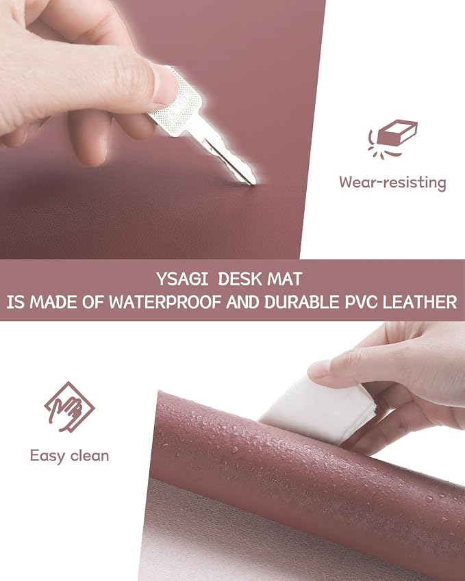 YSAGi Non-Slip Leather Desk Pad XL Size, Waterproof Laptop Computer Desk - Image 6