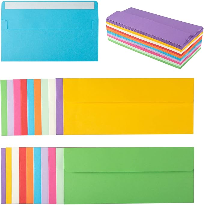 50 Pack Colorful #10 Business Envelopes Self Seal Letter Envelope | Standard by Unknown