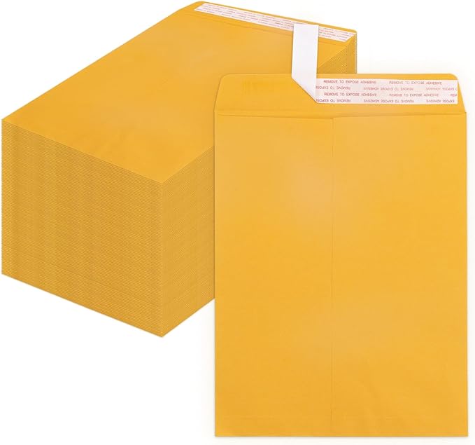 250 Pack 10x13 Manilla Envelopes Self Seal, Goefun 100 GSM Paper Large Yellow by Goefun