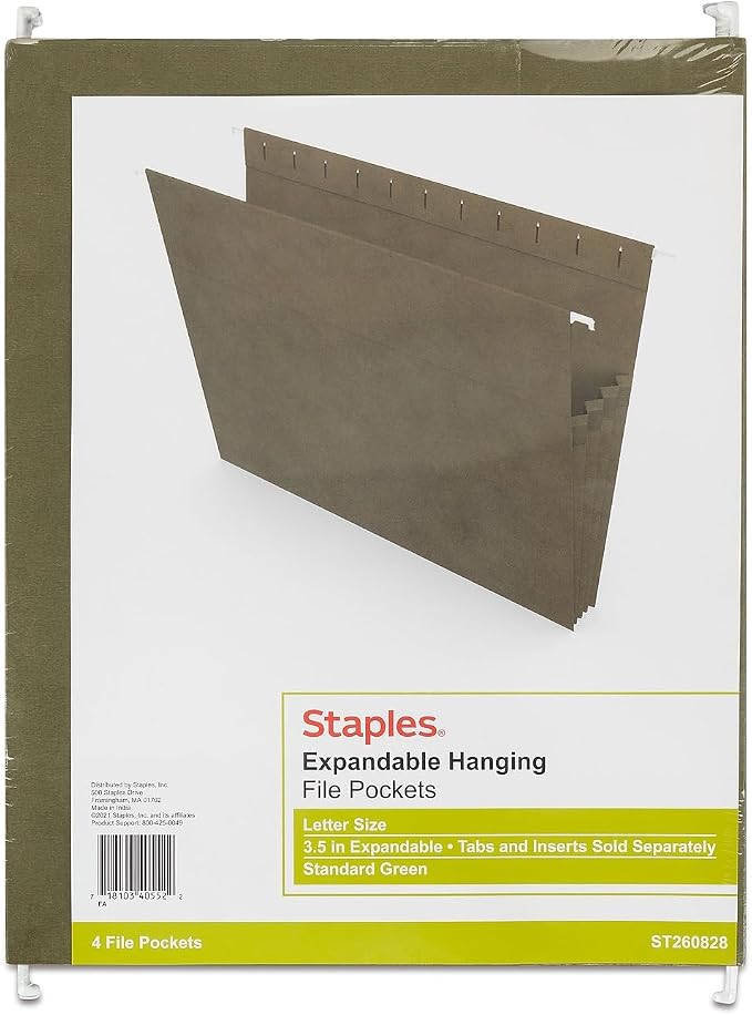 Staples Hanging File Pockets, Letter Size, 3.5" Expansion, Straight‑Cut - Image 7