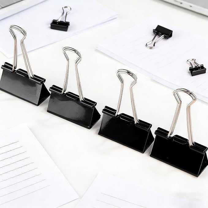 180 Pack All Black Binder Clips Bulk, 4 Size Assortment Includes Large - Image 6