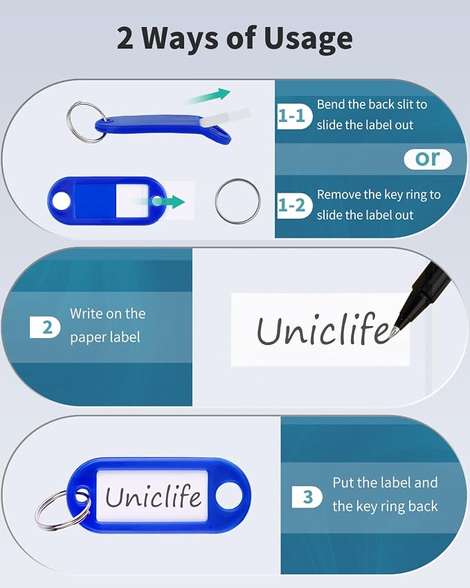 Uniclife 10 Pieces Key Tags 2 Inch Soft Plastic Key Chain Tags - Image 5