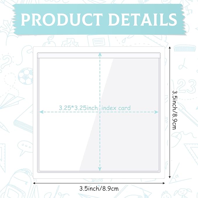 Glenmal 50 Pcs Self Adhesive Index Card Pockets Clear Label Holder Plastic - Image 3