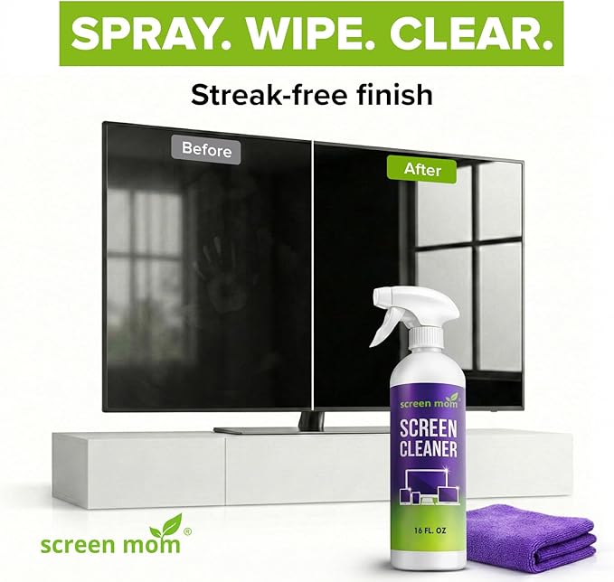 Screen Mom Screen Cleaner Spray and Microfiber Cloth 16oz Screen Cleaner Spray - Image 3