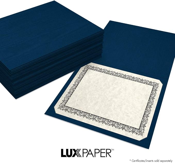 LUXPaper 9.5" x 12" Certificate Holders | Nautical Blue Linen | 100lb. Cover | - Image 7