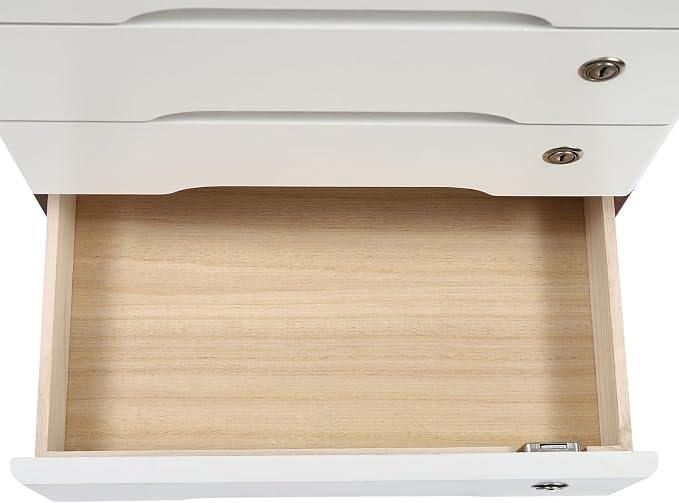 Lockable Desk Organizer Wooden Desktop Drawers Office Flat Files Storage Box - Image 7
