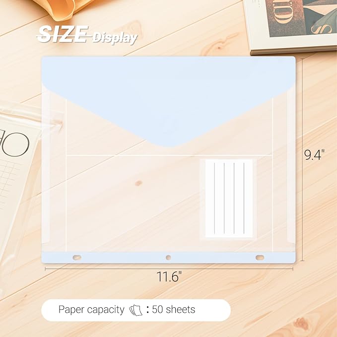 15 Pack Binder Pockets, Heavyweight Clear Plastic Folders - Image 6