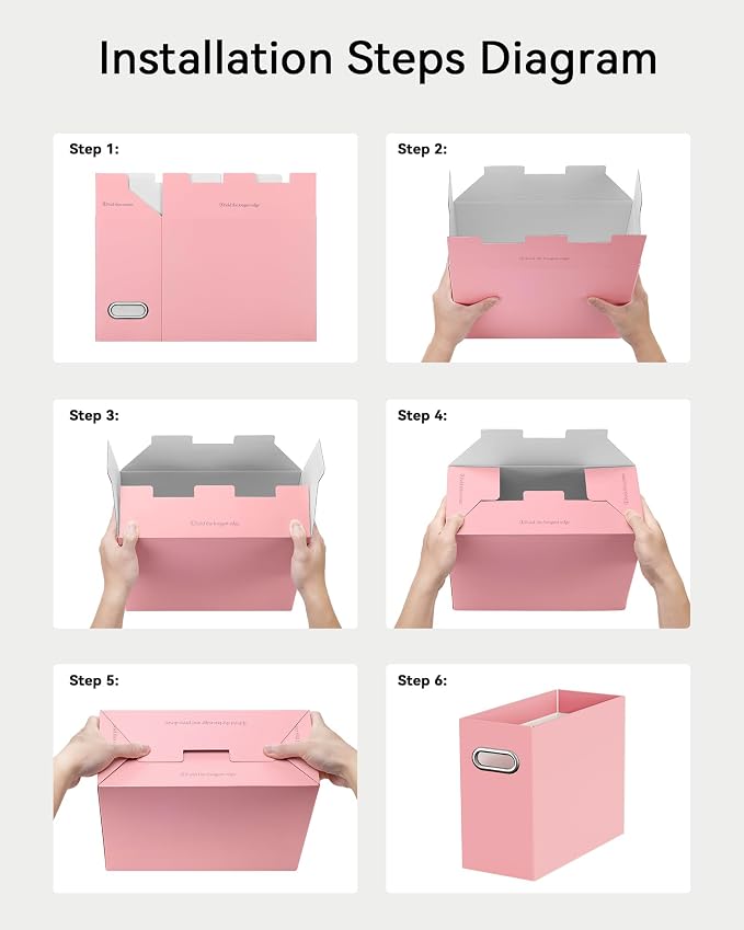 Oterri File Organizer Box, Portable Collapsible Cardboard File Folder Organizer - Image 6