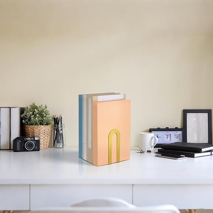 Chunful 12 Pcs Gold Modern Metal Book Ends - Image 6