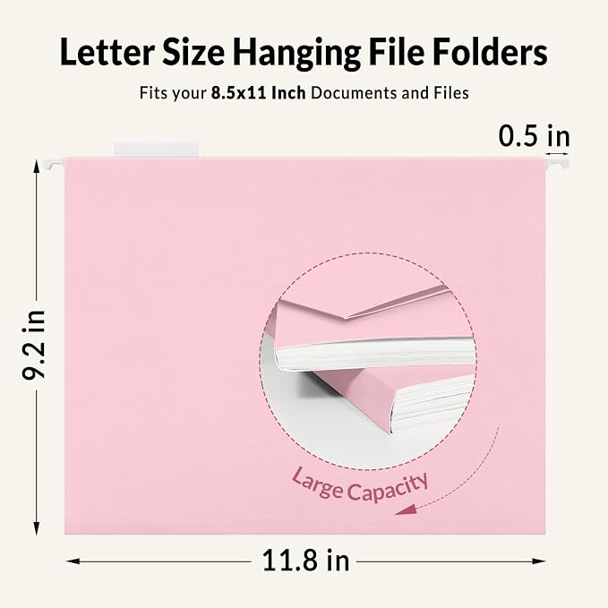 SUNEE 25 Pack Hanging File Folders, Hanging File Folders Letter Size - Image 5