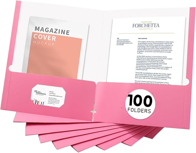 Zzrywuty File folders with Pockets, 100 Pack Paper Folders with Card Slot by Zzrywuty