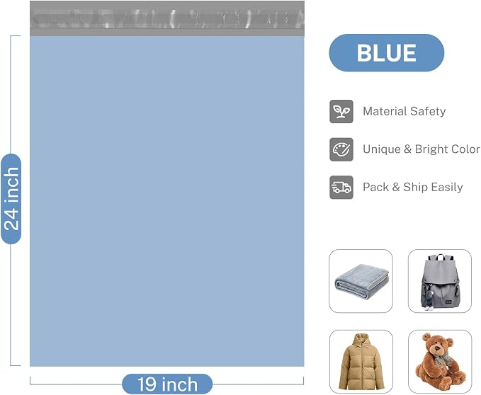 Metronic Large Poly Mailers 19x24 100Pack Thick Shipping Bags, Light Blue | - Image 4