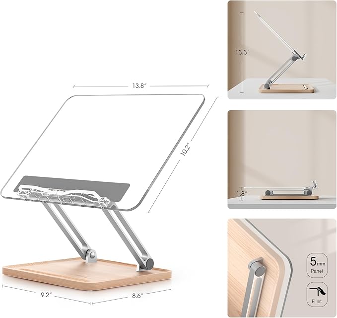 Adjustable Acrylic Book Stand for Reading, Book Holder - Image 4