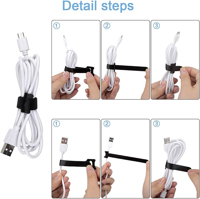 Nettbe 60 PCS 6 Inches Reusable Cable Ties, Adjustable Cord Straps Wire - Image 7