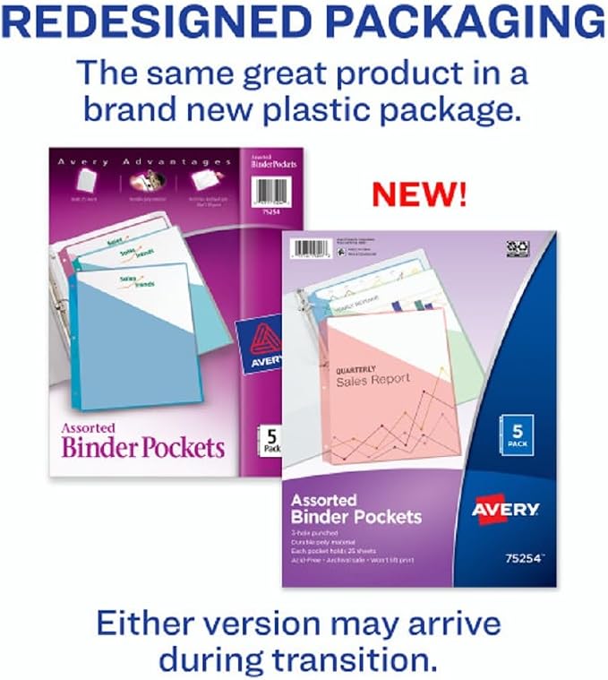 Avery Binder Pockets, 8.5" x 11", 15 Total Slash Jackets, 3 Packs - Image 7