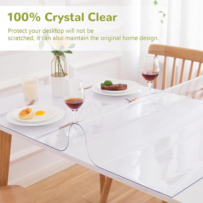 22 x 44 Inch Clear Table Cover Protector, 1.5mm Plastic Table Cover, Waterproof - Image 5